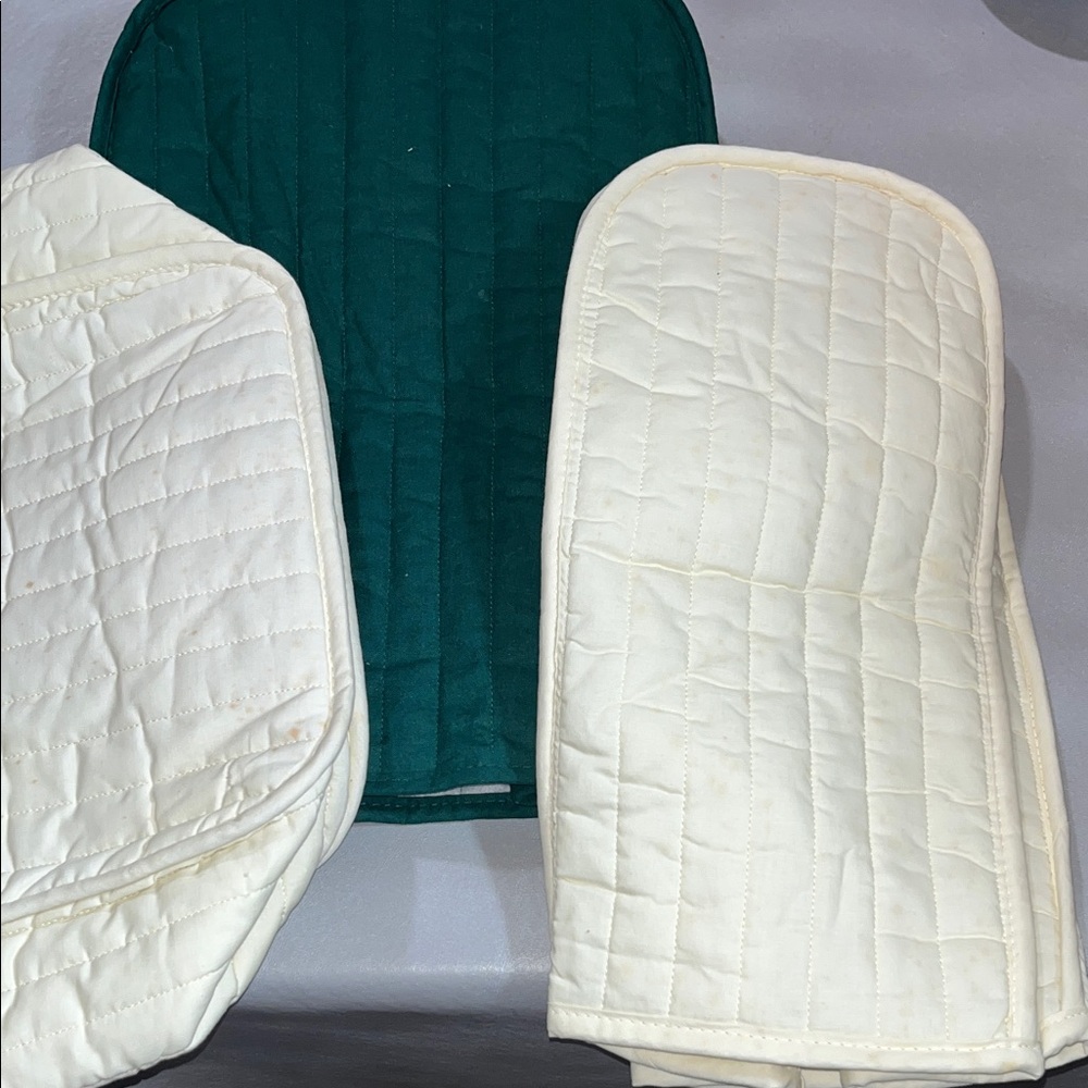 Source Unknown Quilted Appliance Covers - Cream and Green